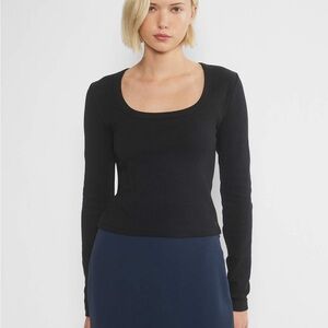 ARITZIA SUNDAY BEST BestHug Swoop Longsleeve Top Size XL Black Square Neck Slim‎